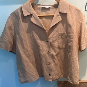 Oak + Fort cropped linen shirt